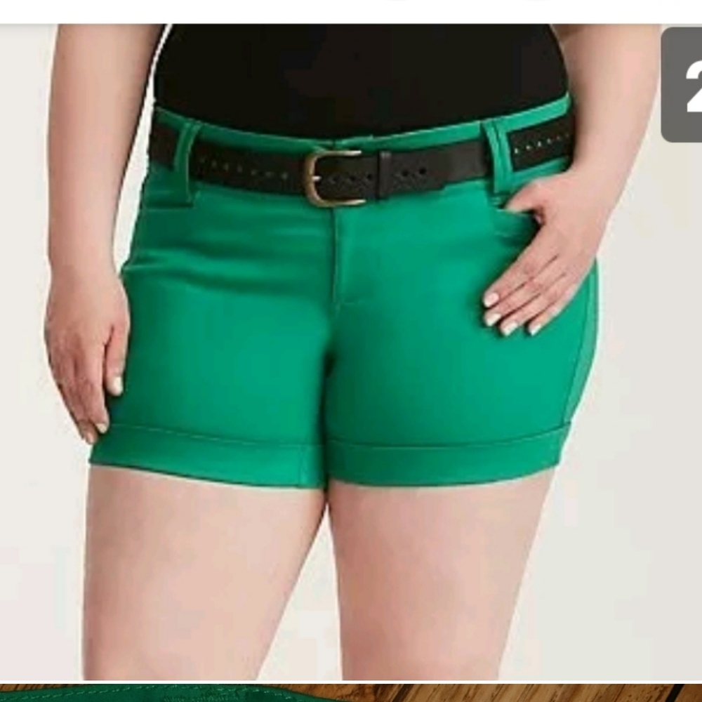 Torrid Green Cuffed Cargo Shorts